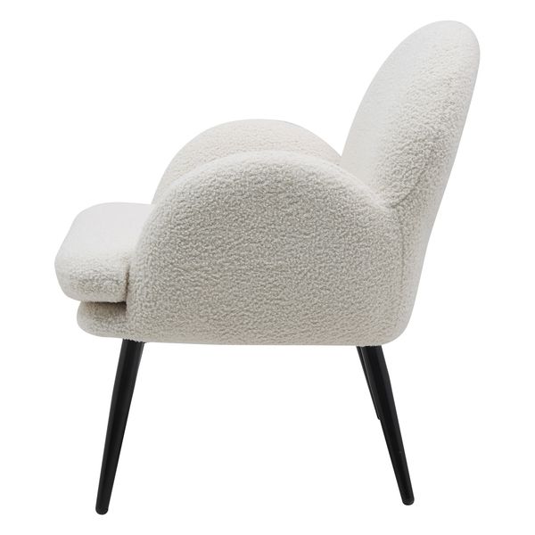 Fauteuil tissu effet laine bouclée blanc Oreo