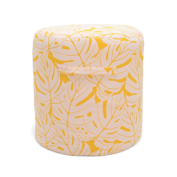 Pouf d'extérieur imprimé feuilles jaune citron AZUR