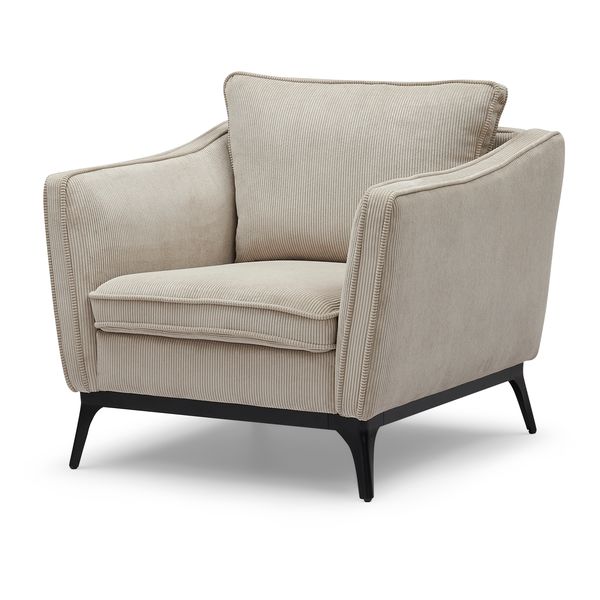 Fauteuil velours cotelé beige Cleo