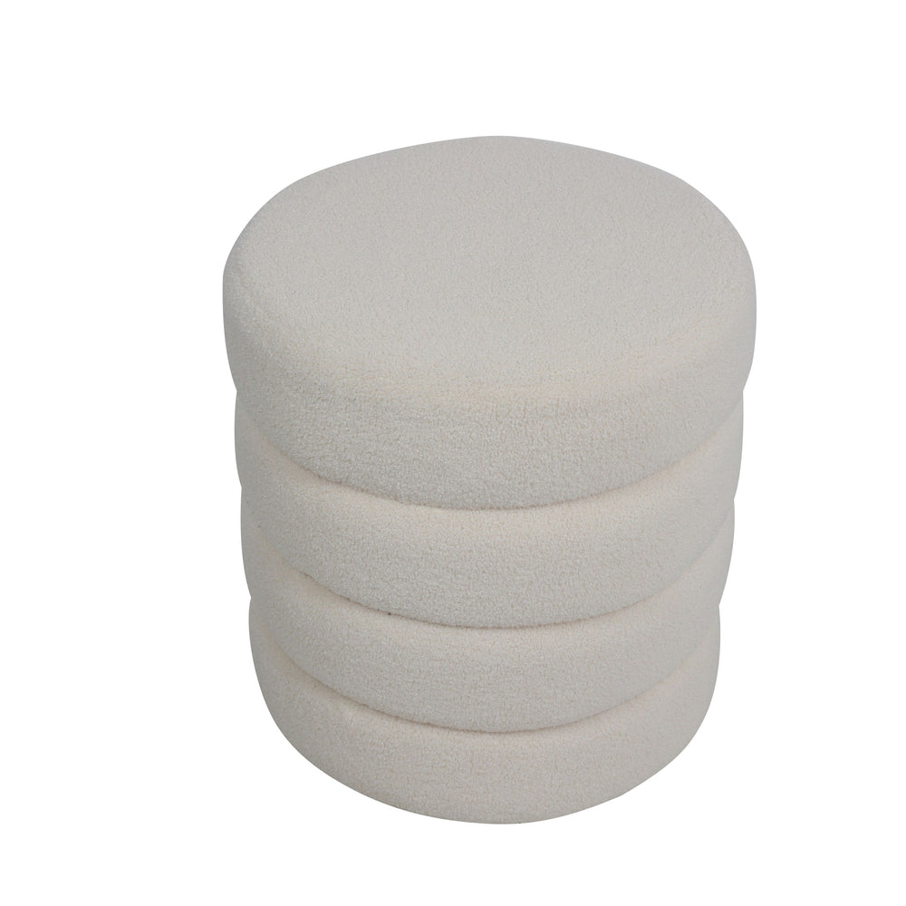 Pouf tissu effet laine bouclette beige Fino