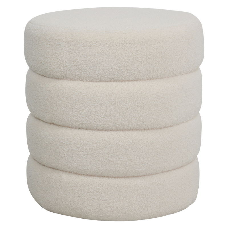 Pouf tissu effet laine bouclette beige Fino