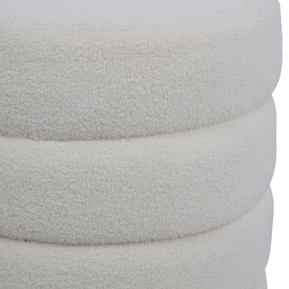 Pouf tissu effet laine bouclette beige Fino