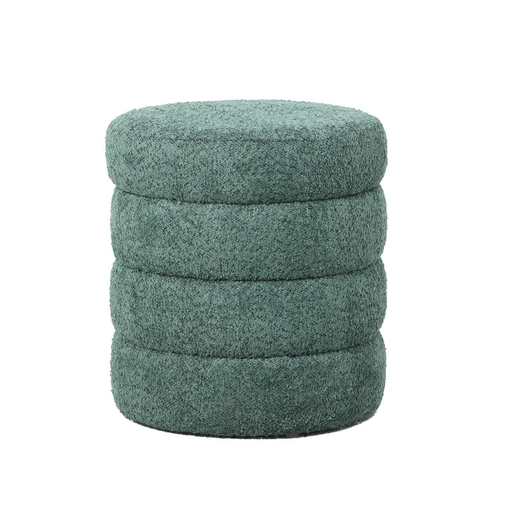 Pouf tissu effet fourrure rase vert émeraude FINO