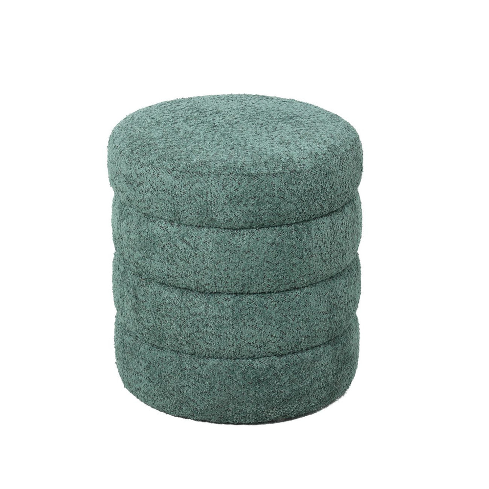 Pouf tissu effet fourrure rase vert émeraude FINO