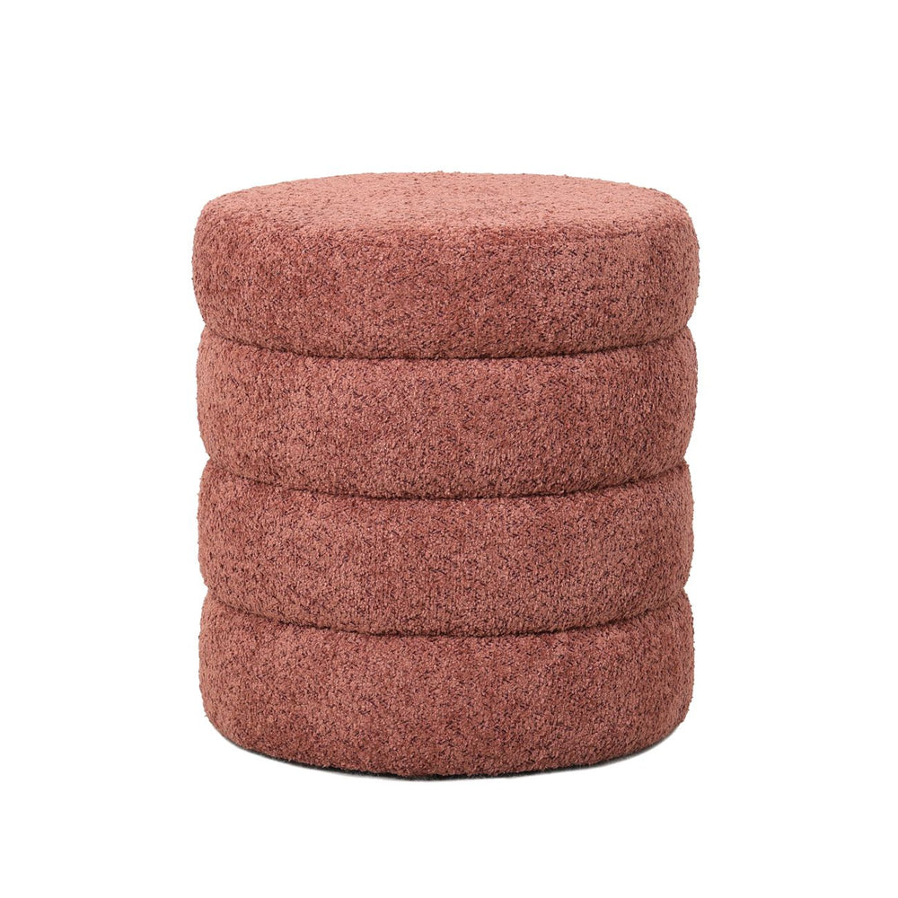 Pouf tissu effet fourrure rase vieux rose FINO