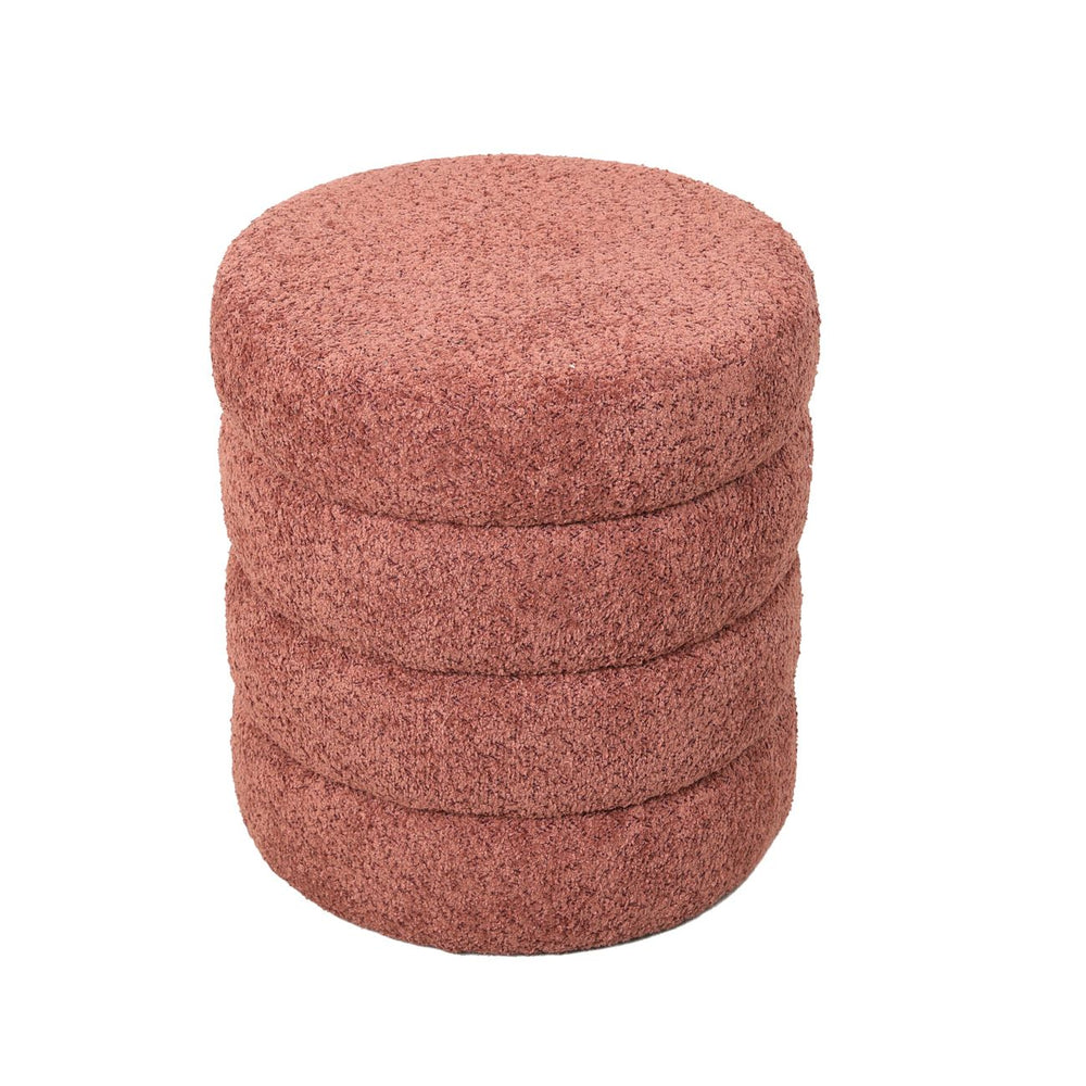 Pouf tissu effet fourrure rase vieux rose FINO