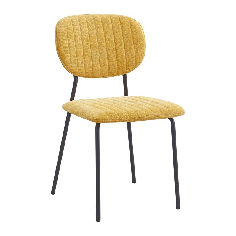 Chaise repas tissu jaune curry KOTA