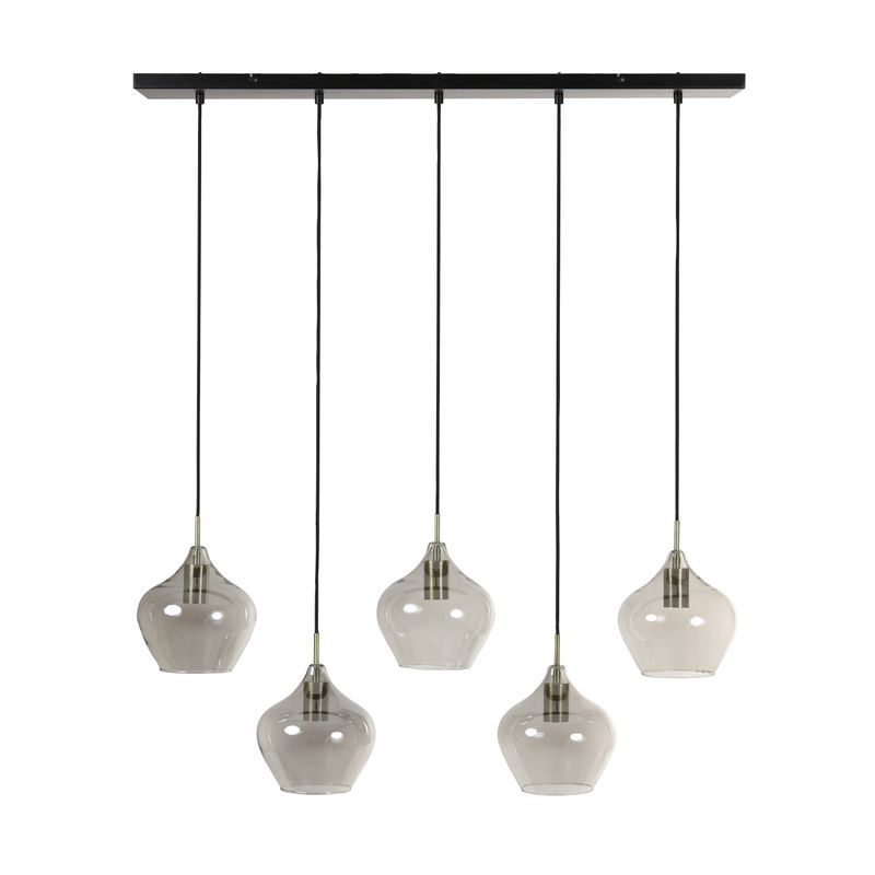 Suspension 5L 104x20x120 cm RakelL bronze antique+smoke Light & Living