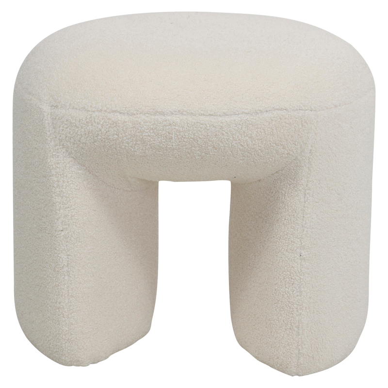 Pouf tissu effet laine bouclette beige Lomos