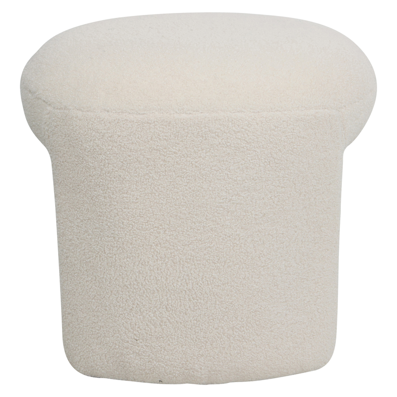 Pouf tissu effet laine bouclette beige Lomos