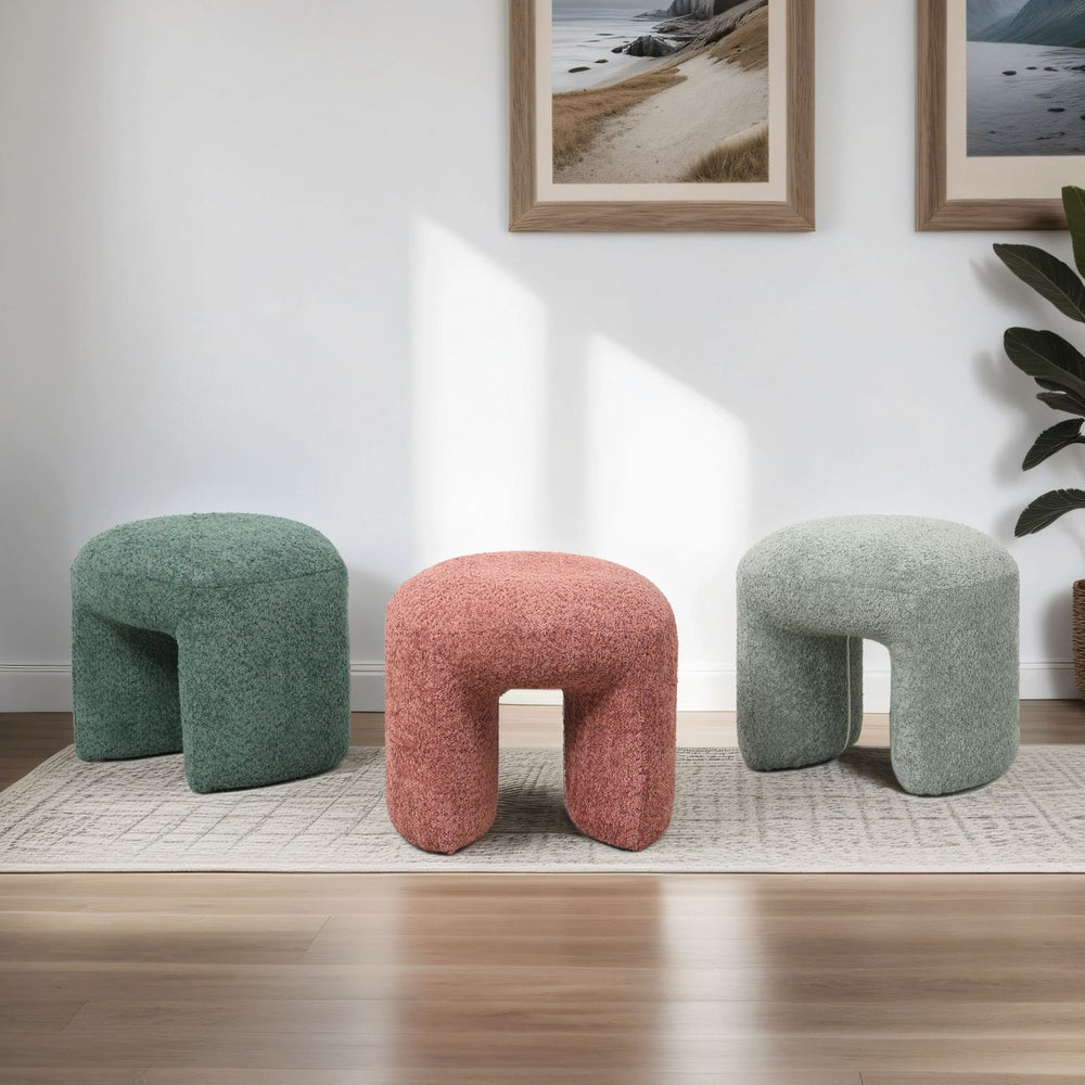 Pouf tissu effet fourrure rase vert emeraude LOMOS