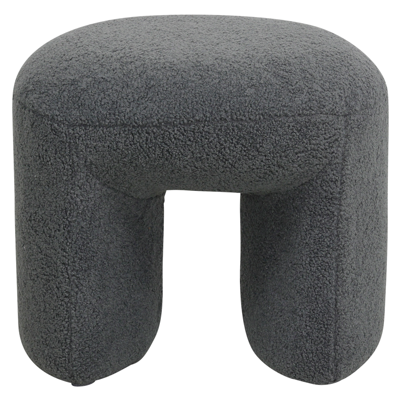 Pouf tissu effet laine bouclette gris bleu Lomos