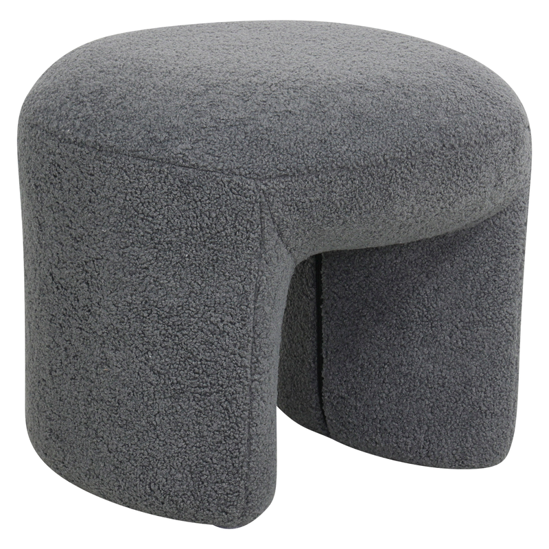 Pouf tissu effet laine bouclette gris bleu Lomos