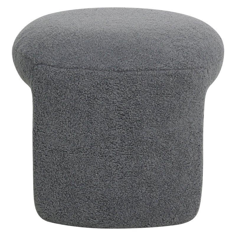 Pouf tissu effet laine bouclette gris bleu Lomos