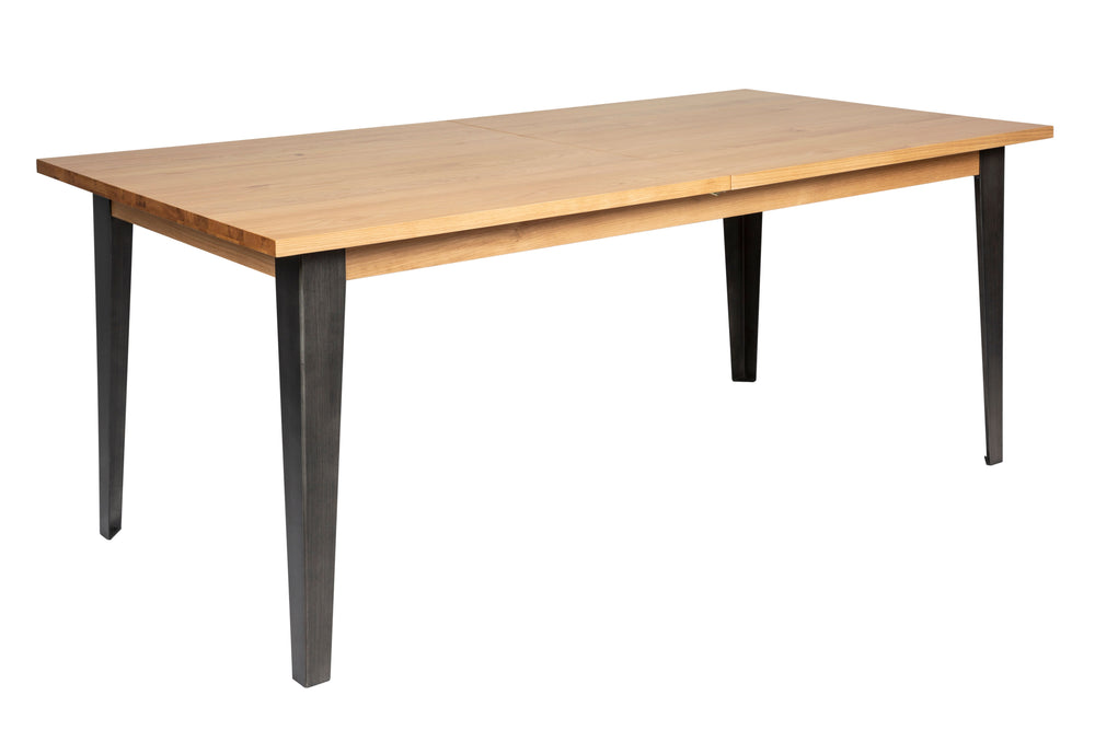 Table repas placage chêne et métal Manhattan 180 cm avec allonge