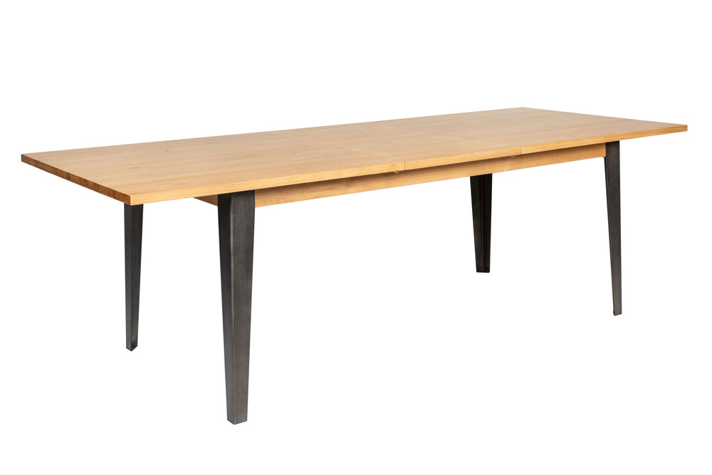 Table repas placage chêne et métal Manhattan 180 cm avec allonge