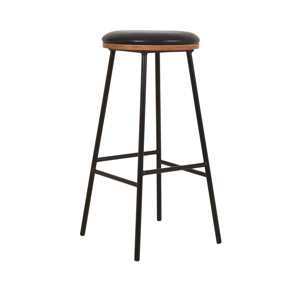 Tabouret de bar imitation cuir noir MARCEL