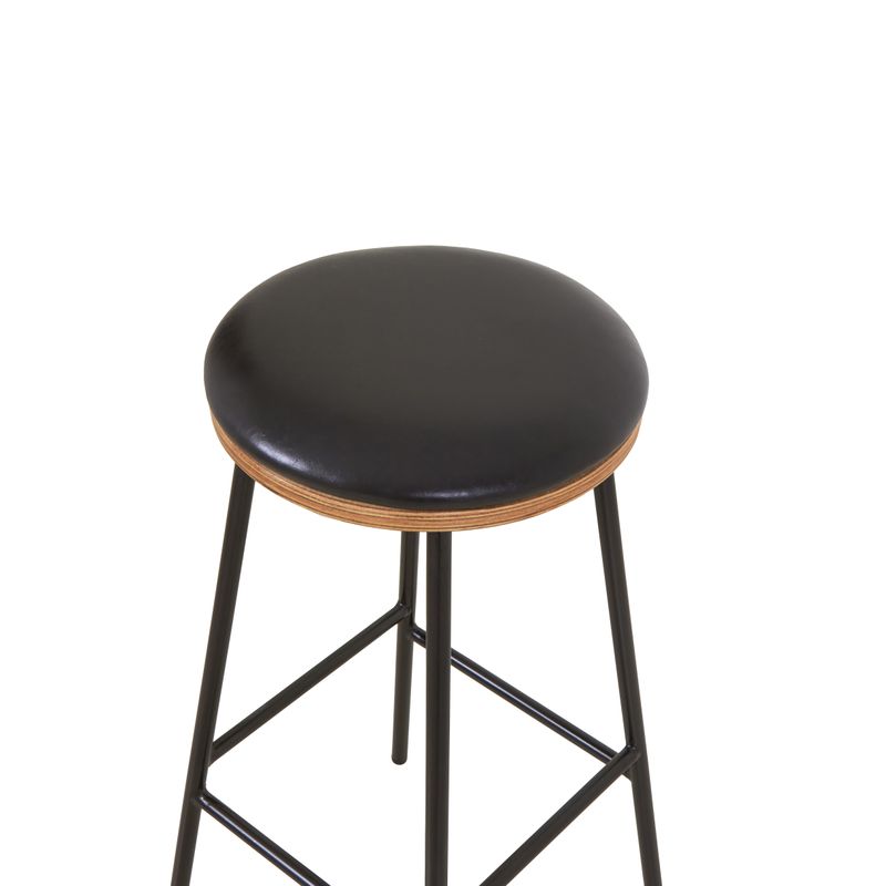 Tabouret de bar imitation cuir noir MARCEL