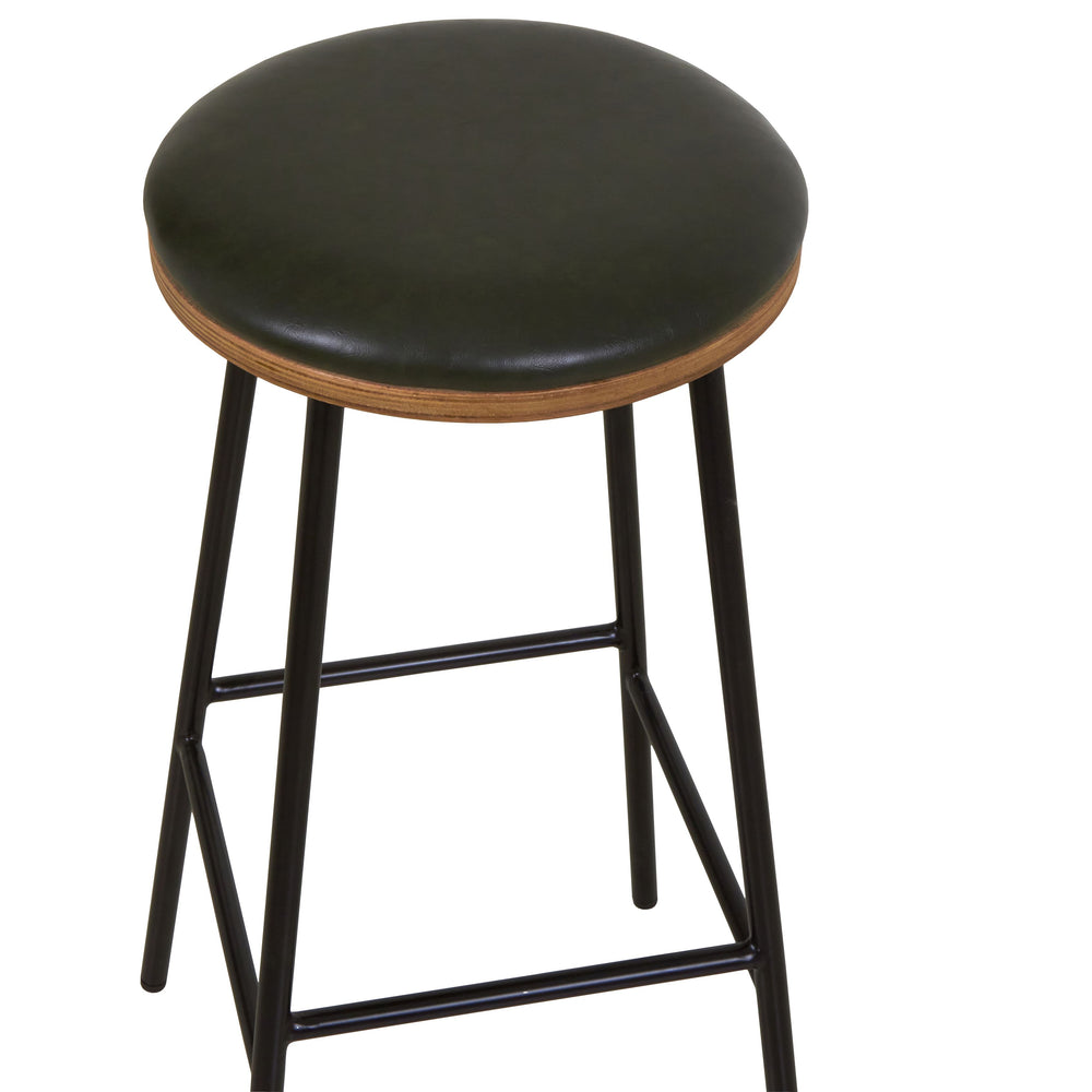 Tabouret de bar imitation cuir vert MARCEL