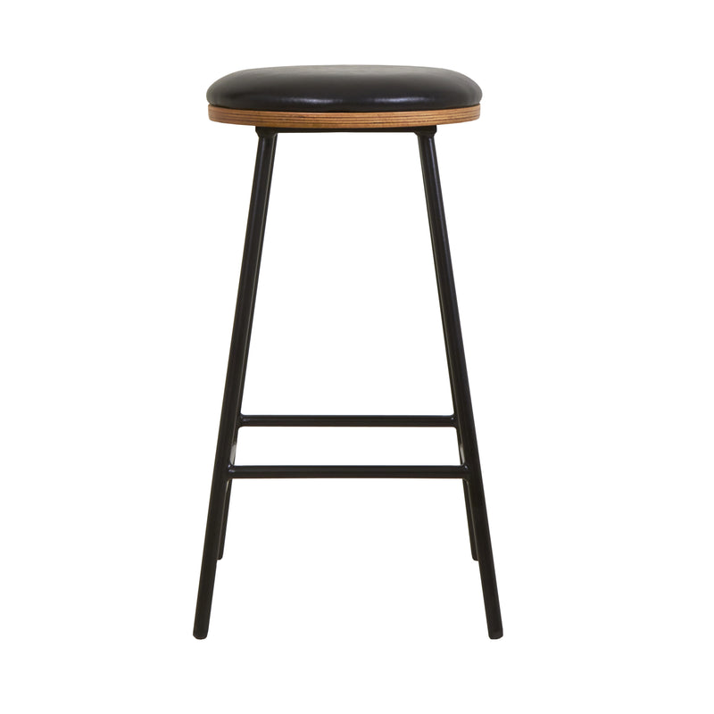 Tabouret snack imitation cuir noir MARCEL