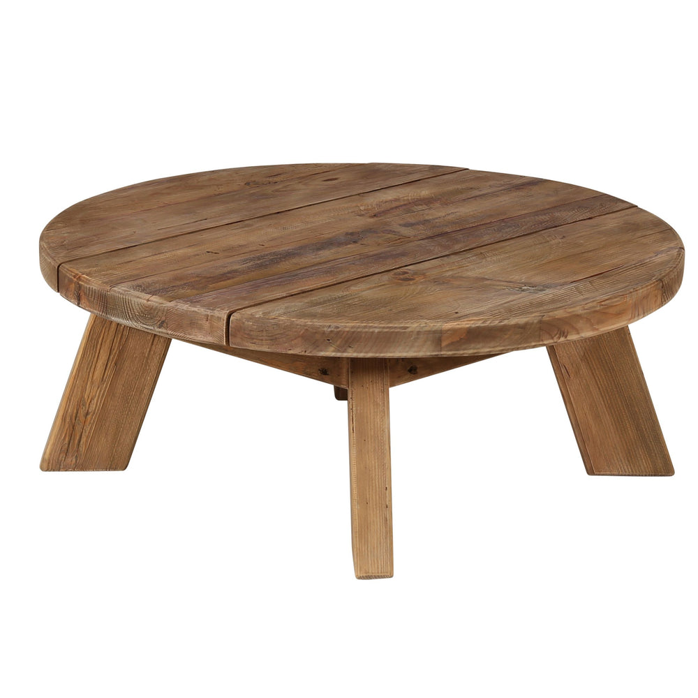 Table basse ronde en pin recyclé 90 cm Nebraska