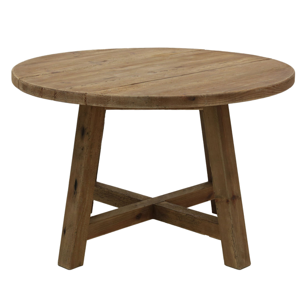 Table repas ronde en pin recyclé 120 cm Nebraska