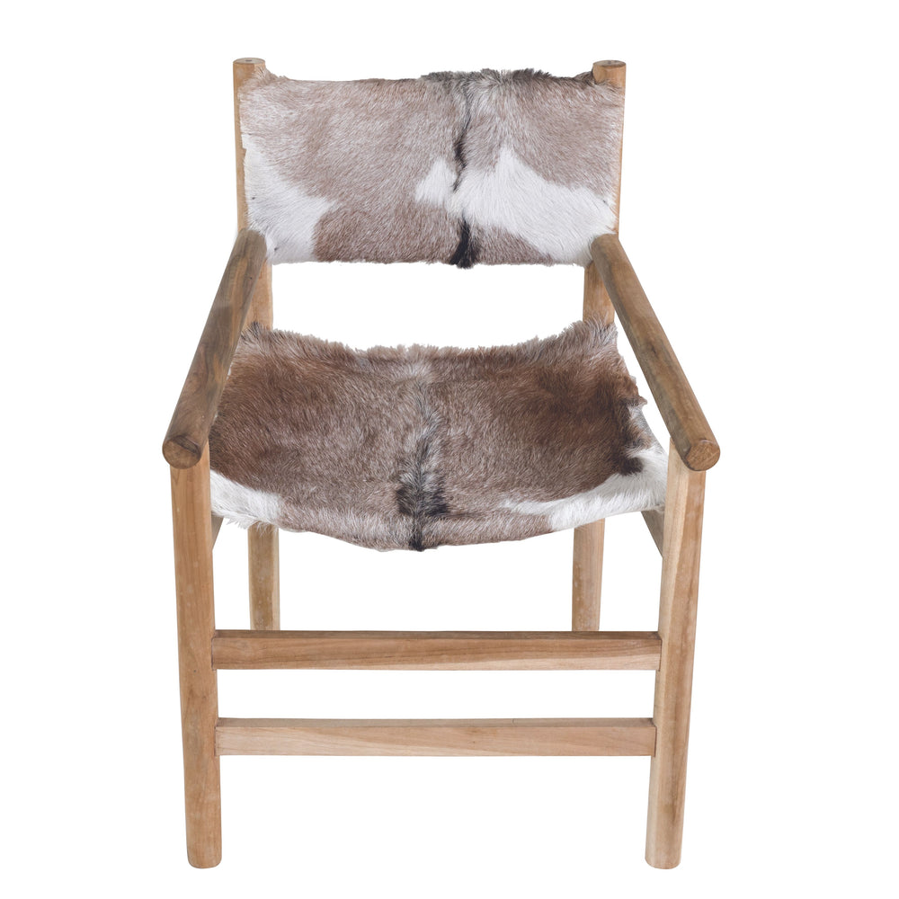 Fauteuil en cuir de chèvre et bois avec accoudoirs Noldor