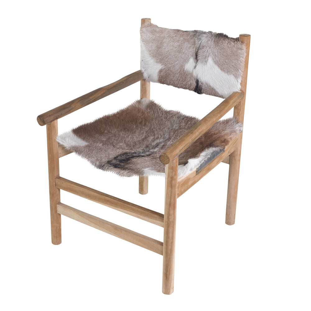 Fauteuil en cuir de chèvre et bois avec accoudoirs Noldor