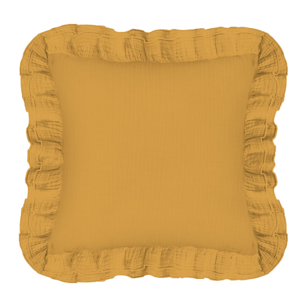 Coussin carré gaze de coton Votta jaune 45x45 Pôdevache