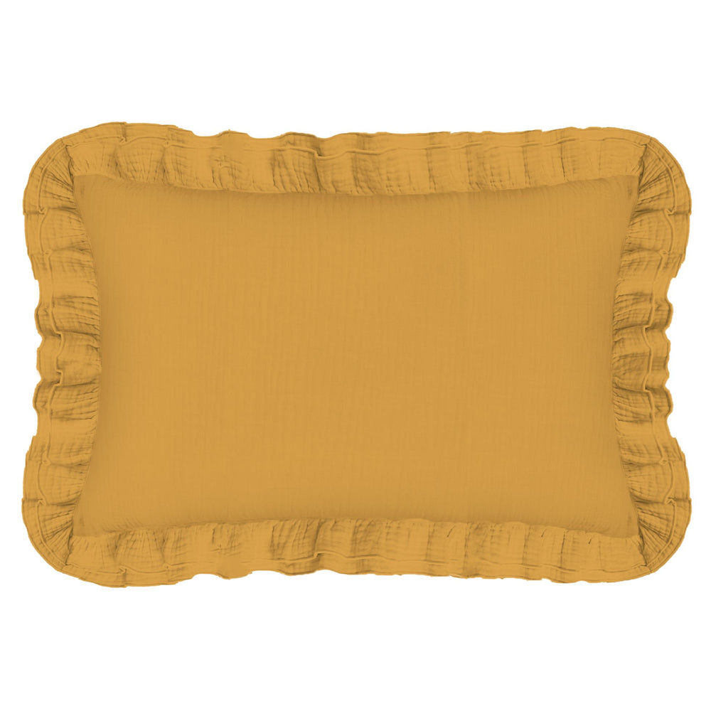 Coussin rectangle gaze de coton Votta jaune 40x60 Pôdevache