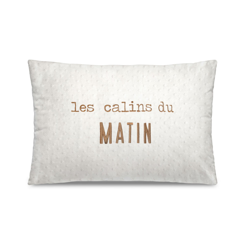 Coussin brodé "Les calins du matin" 40x60 Pôdevache