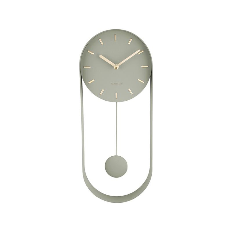 Horloge murale PenduleCharm steel jungle vert Present Time