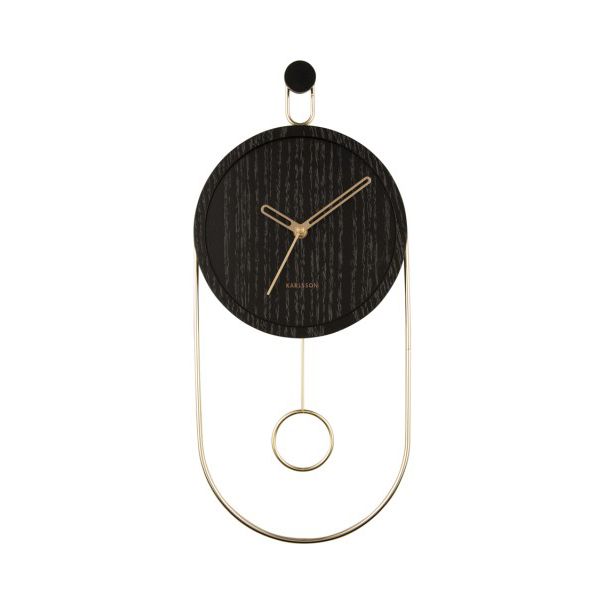 Horloge murale Swing pendule bois noir Present Time