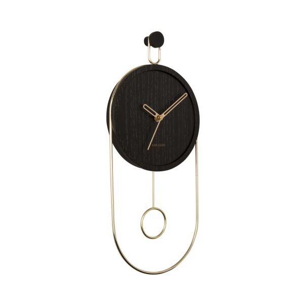 Horloge murale Swing pendule bois noir Present Time