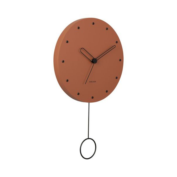 Horloge murale Studs Pendule bois burned orange Present Time