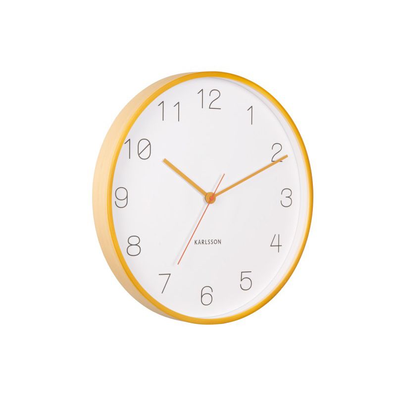 Horloge murale Joy bois ochre jaune Present Time