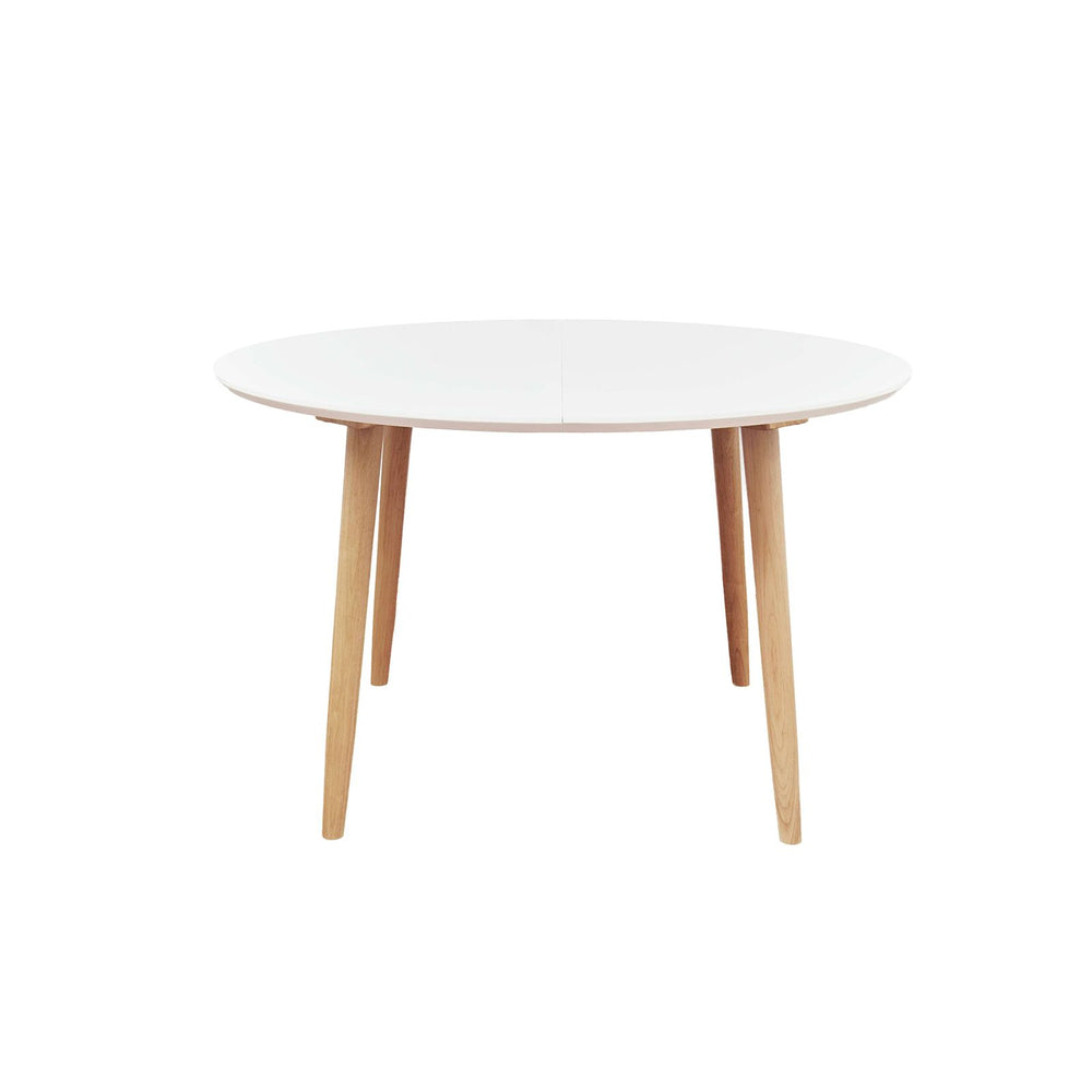 Table repas 100-180 cm blanc 2 allonges