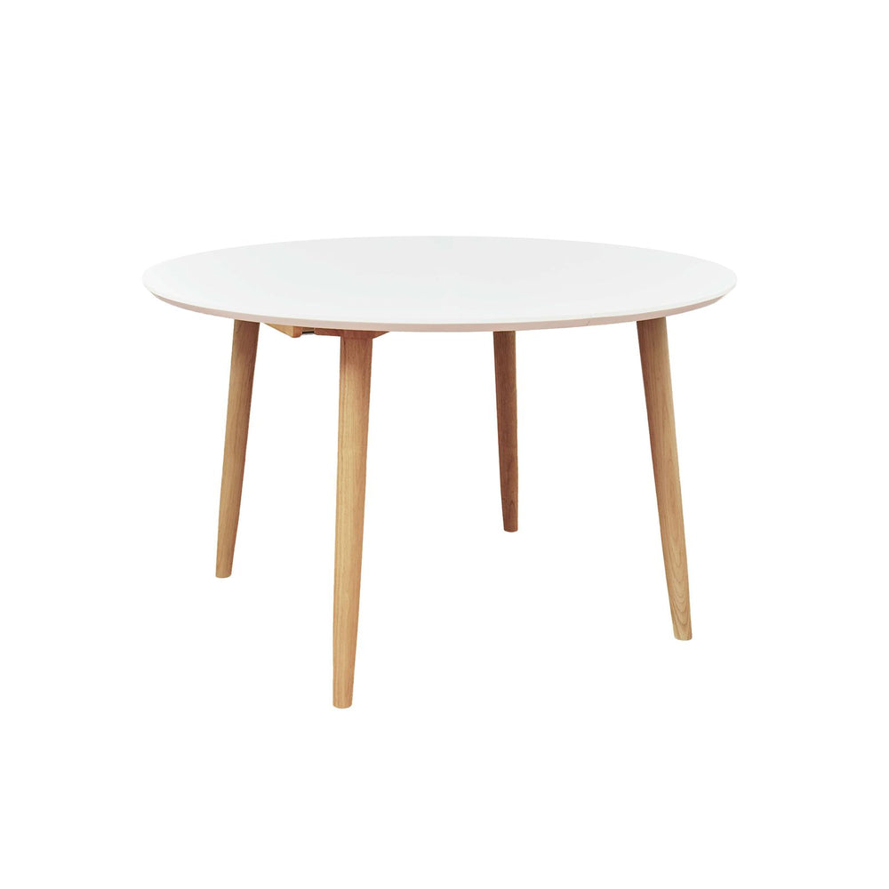 Table repas 100-180 cm blanc 2 allonges