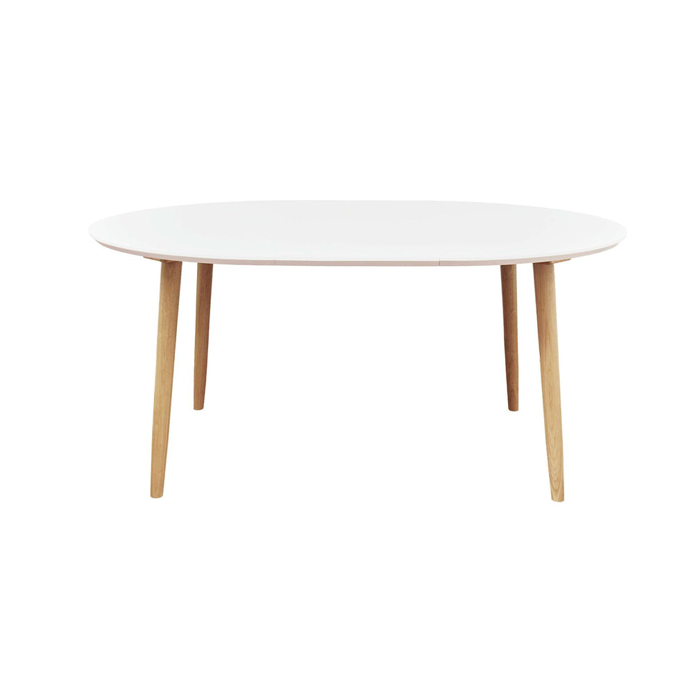 Table repas 100-180 cm blanc 2 allonges