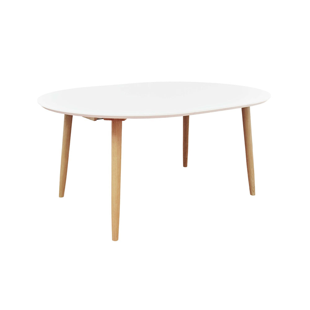 Table repas 100-180 cm blanc 2 allonges