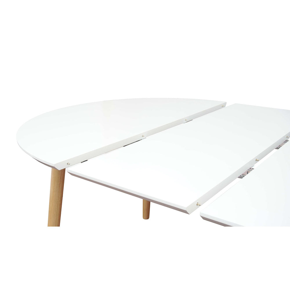 Table repas 100-180 cm blanc 2 allonges