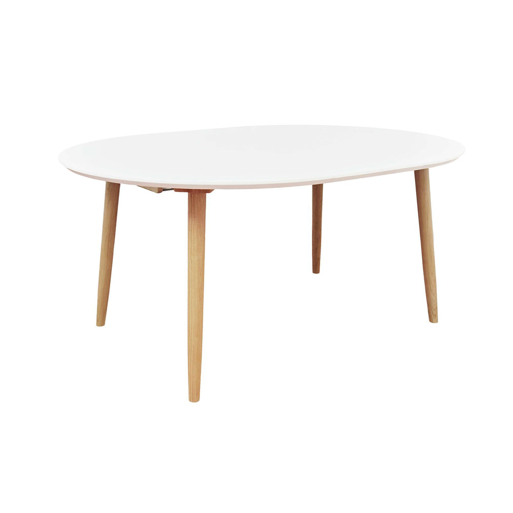 Table repas 120-200 cm blanc 2 allonges