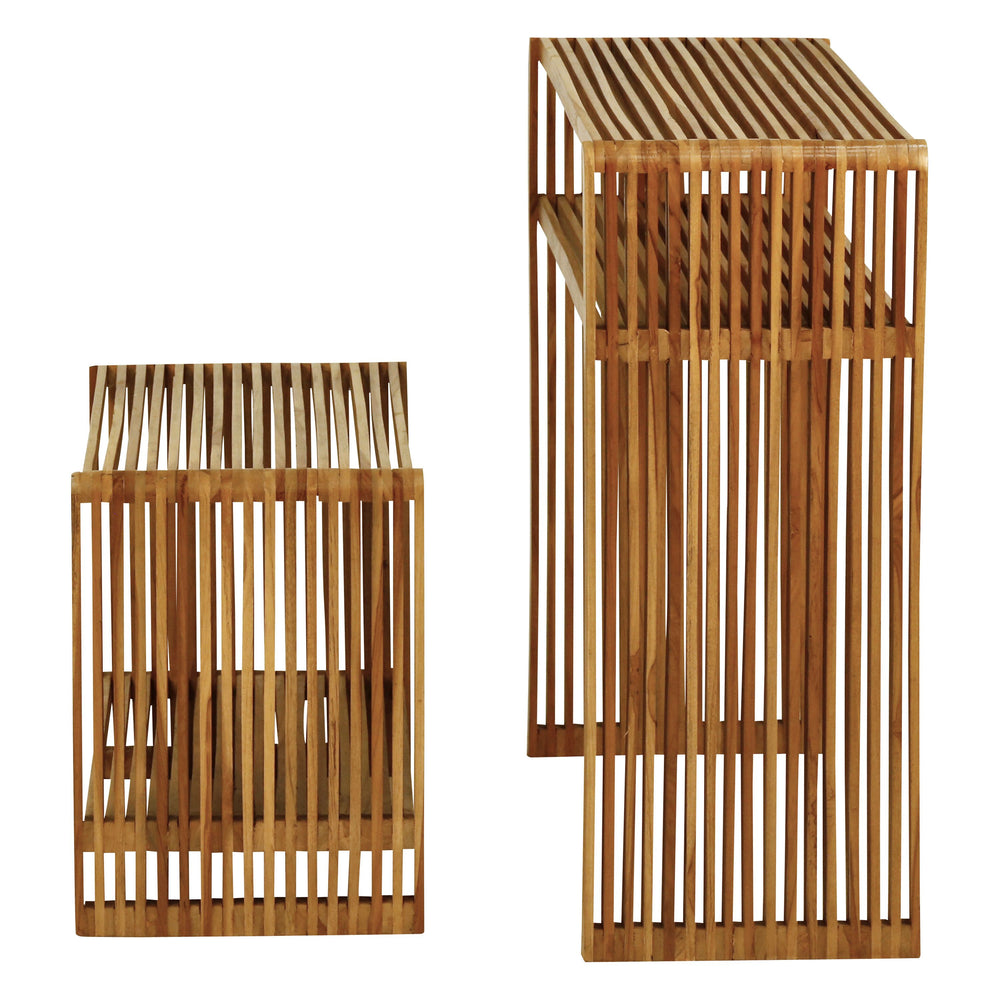 Consoles gigognes teck recyclé 74cm - Set de 2 Slat