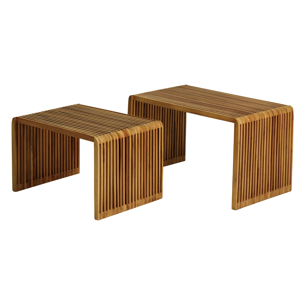 Tables basses gigognes teck recyclé 70cm - Set de 2