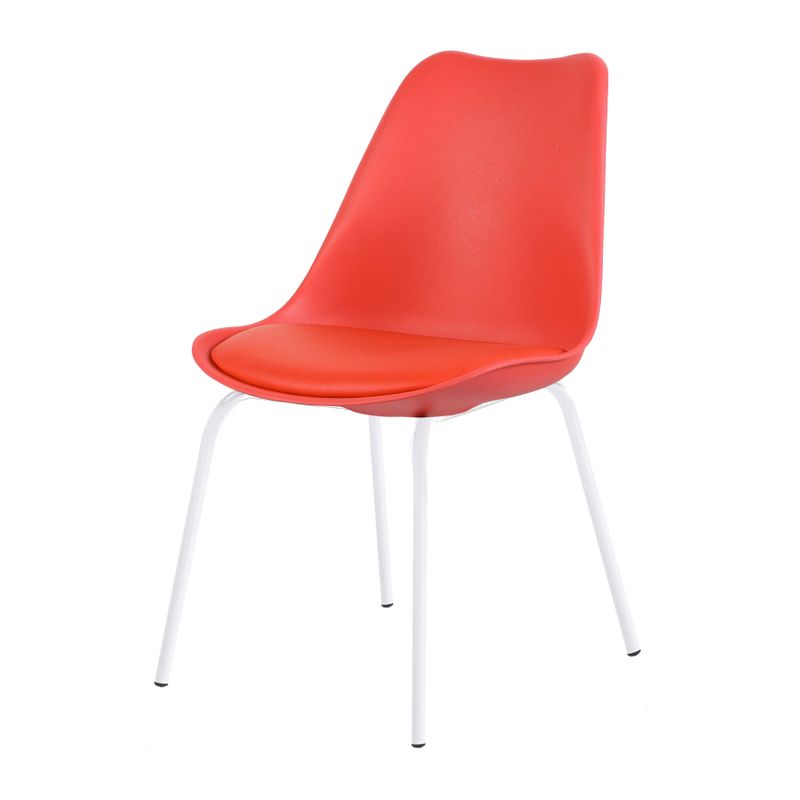 Chaise repas rouge pied blanc TESS