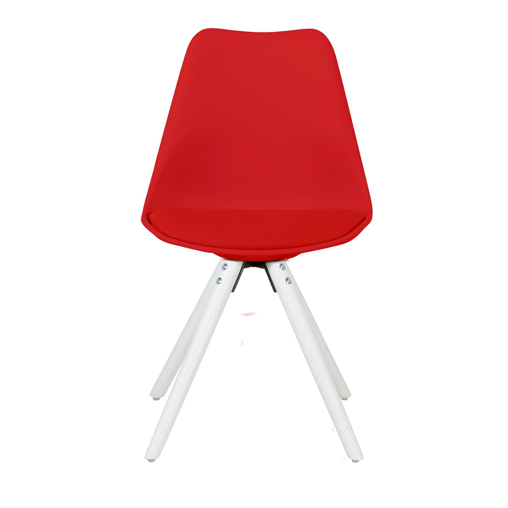 Chaise repas rouge pied blanc TESS