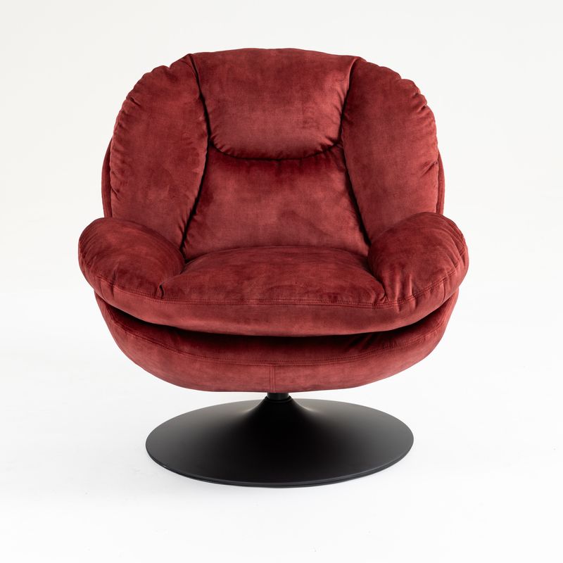 Fauteuil pivotant en velours bordeaux TOPI