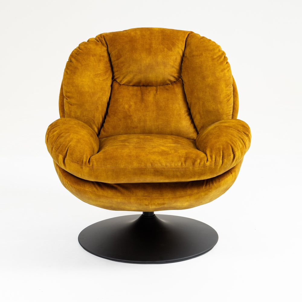 Fauteuil pivotant en velours ocre TOPI