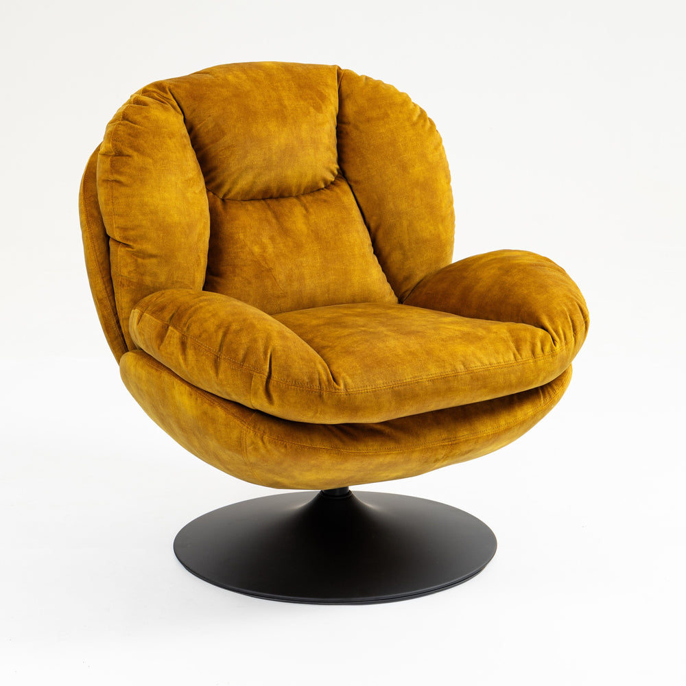 Fauteuil pivotant en velours ocre TOPI