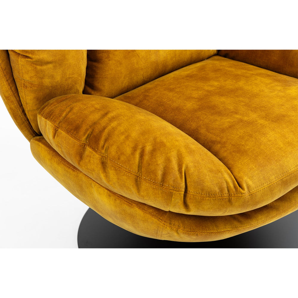 Fauteuil pivotant en velours ocre TOPI